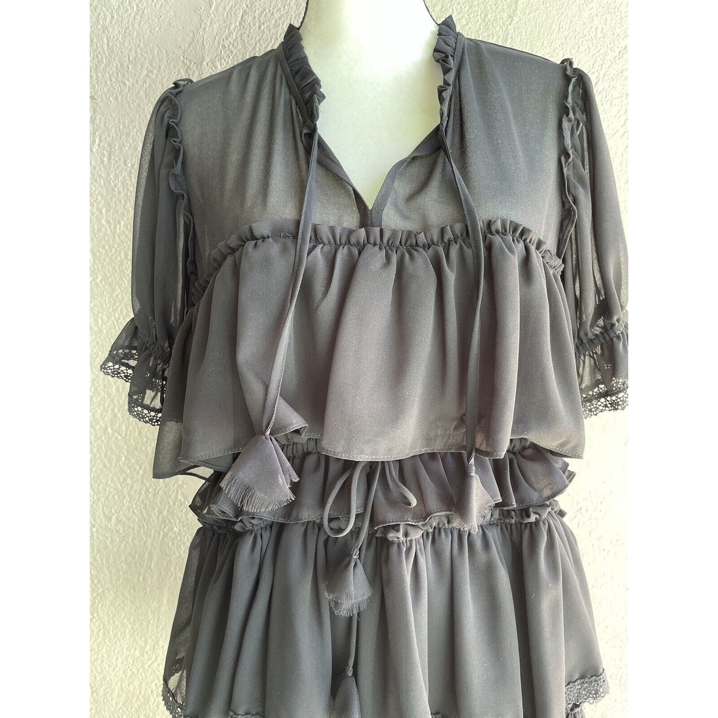 MISA Los Angeles Jazmine Ruffle Popover Mini Dress Size medium