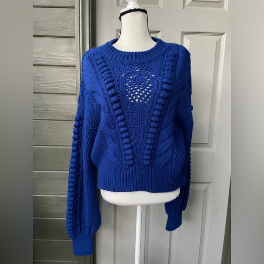 Cozy bright blue Anthropologie sweater Large