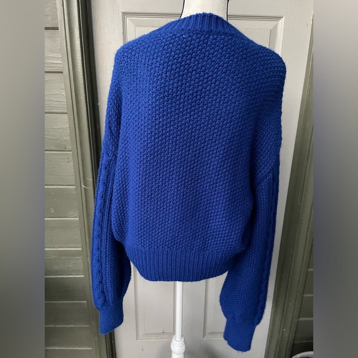 Cozy bright blue Anthropologie sweater Large