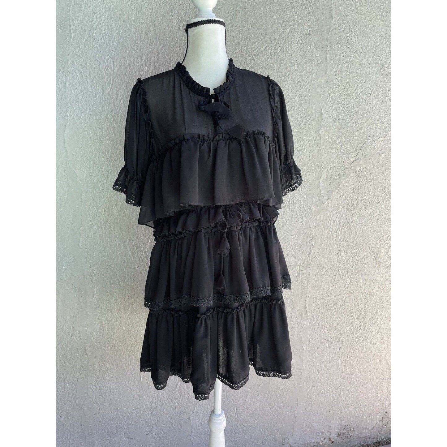 MISA Los Angeles Jazmine Ruffle Popover Mini Dress Size medium