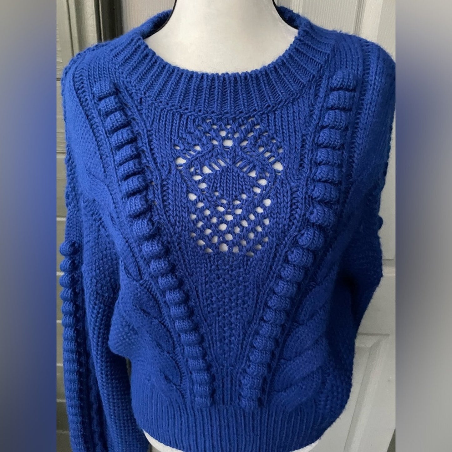 Cozy bright blue Anthropologie sweater Large